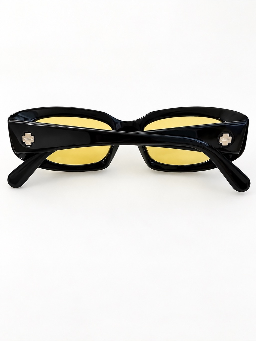 Vintage Spy Optic Nikita Sunglasses Yellow Lens Black Frame Handmade in Italy Y2 - Picture 3 of 5